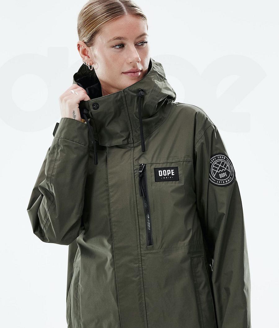 Olive / Green Women's Dope Blizzard Light W Full Zip Outdoor Jackets | AUIS3724