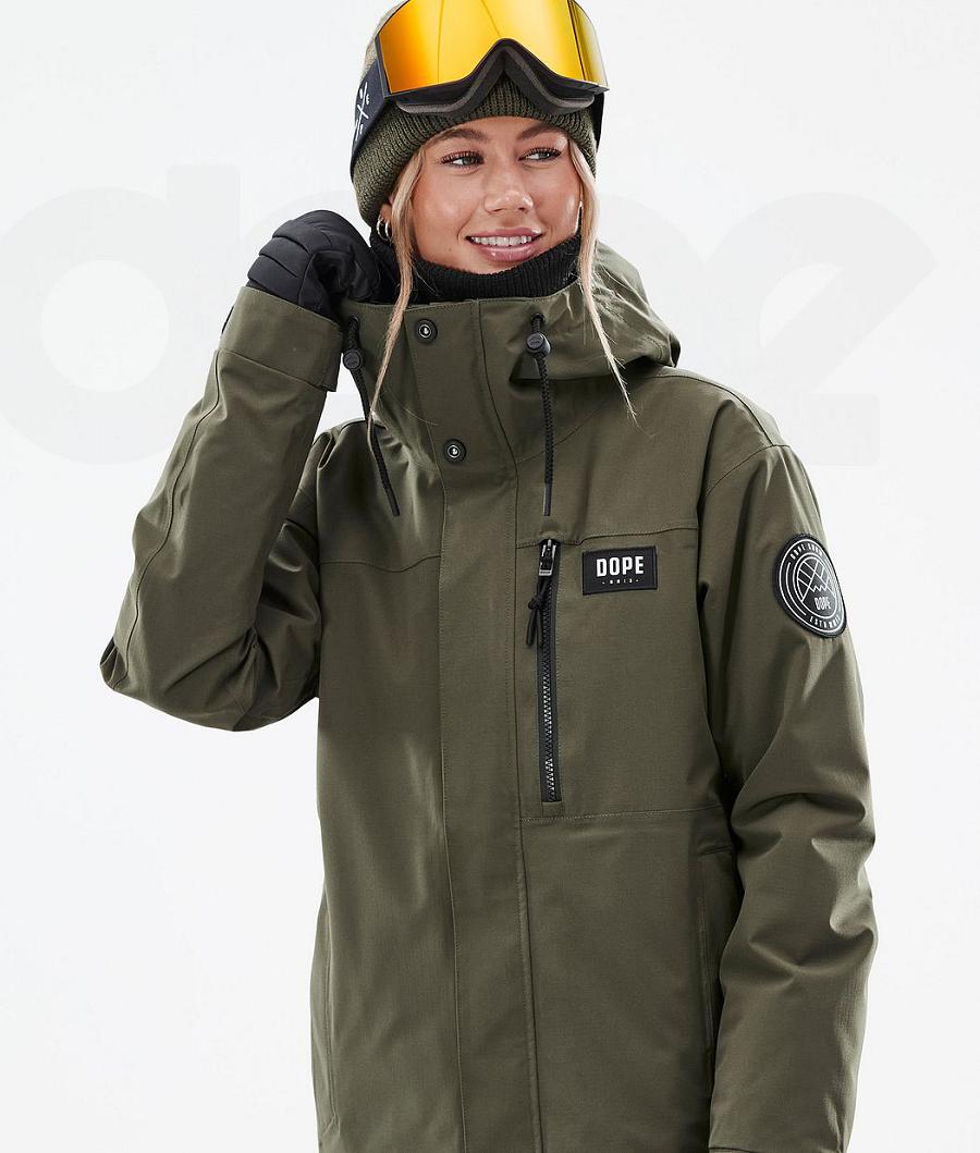 Olive / Green Women's Dope Blizzard W Full Zip Ski Jackets | AUAP3635