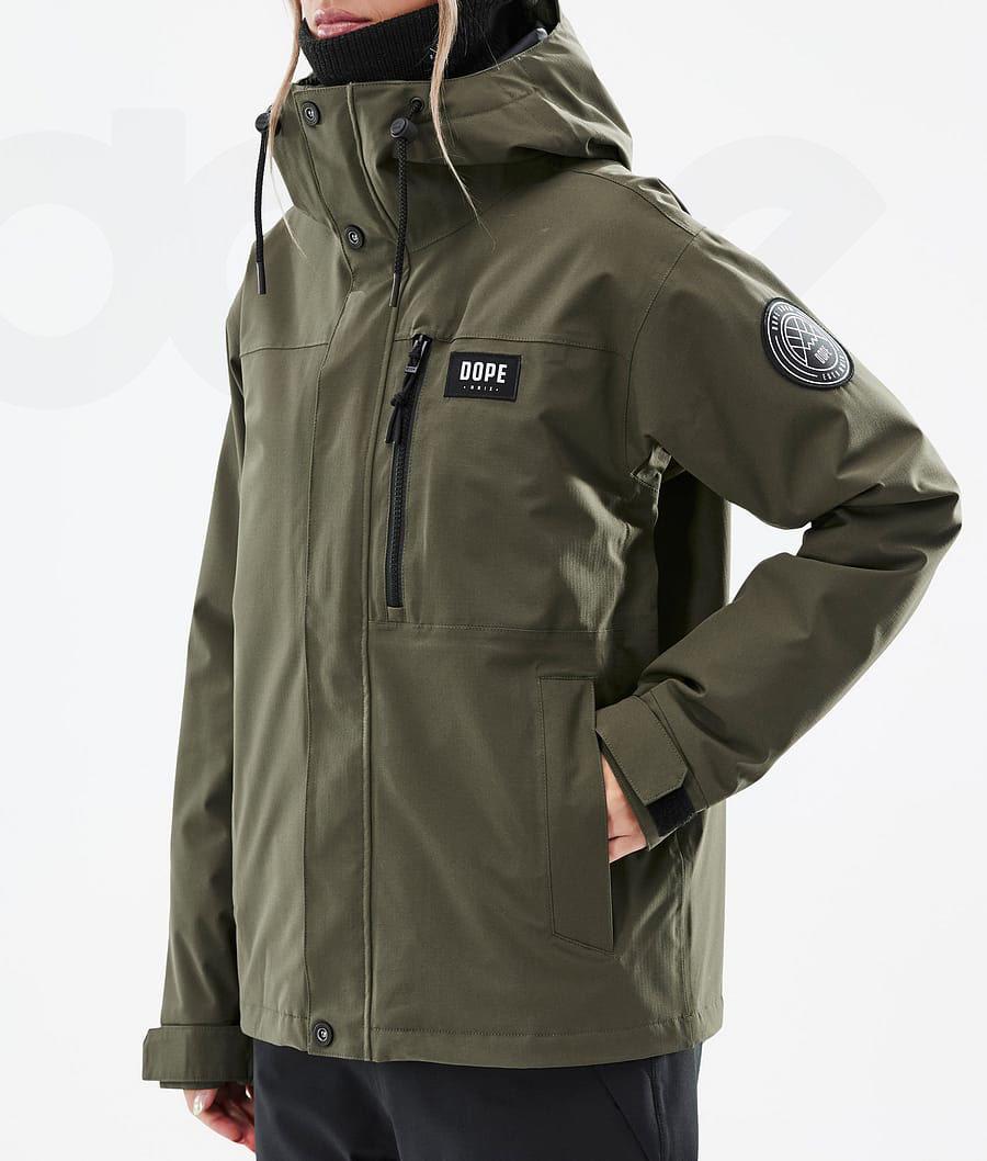 Olive / Green Women's Dope Blizzard W Full Zip Ski Jackets | AUAP3635