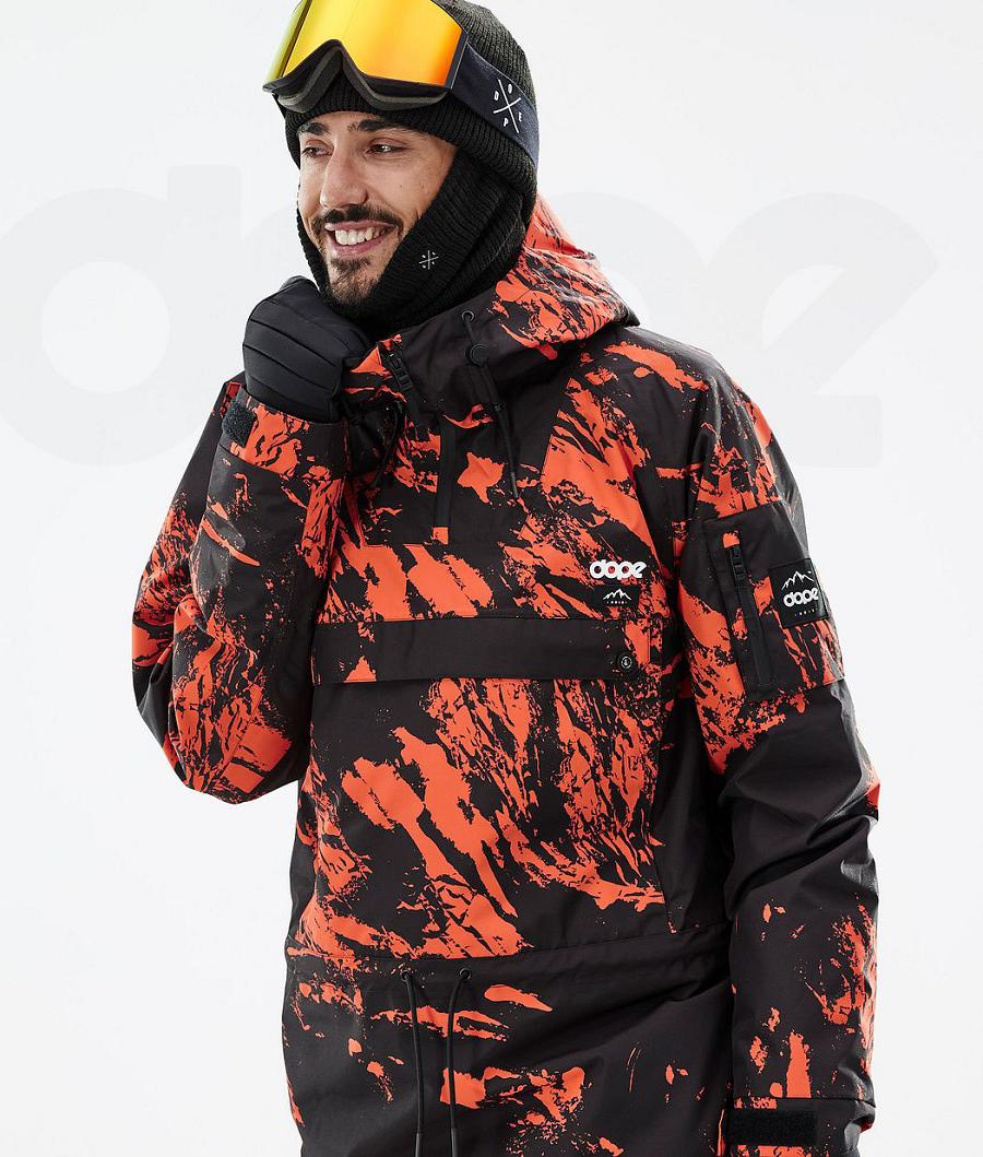 Orange Men's Dope Annok Paint Snowboard Jackets | AUKI2762