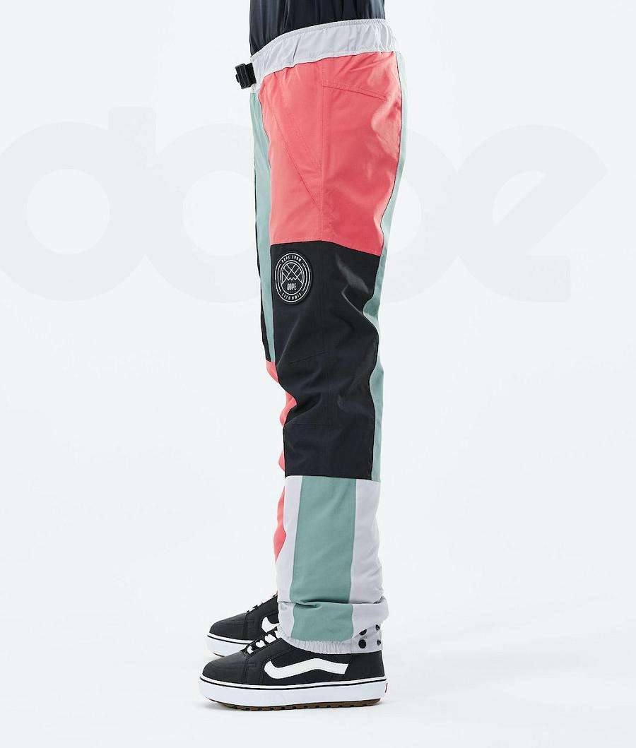 Pink / Green Women's Dope Blizzard LE W Limited Edition Patchwork Snowboard Pants | AUJJ3234