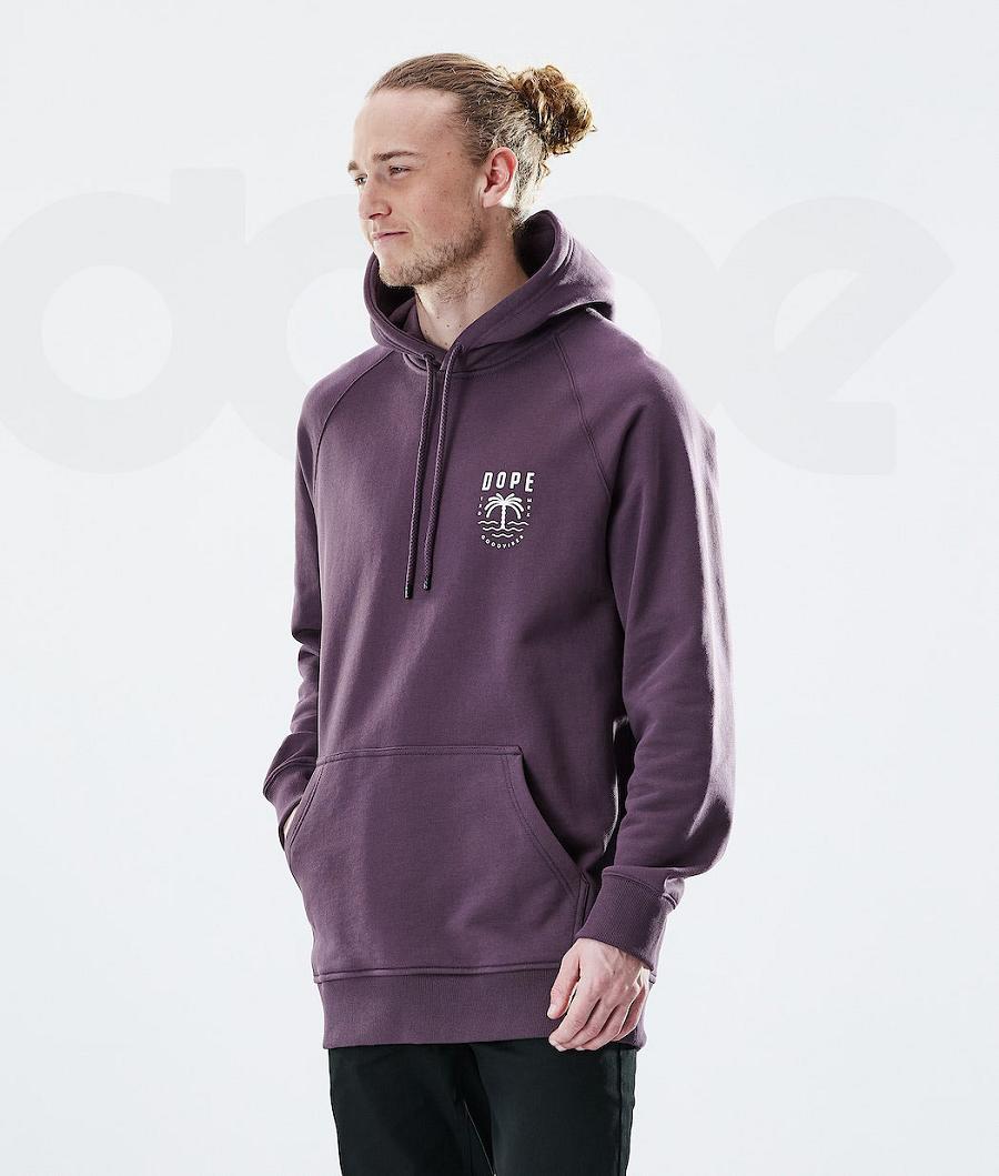 Purple Men's Dope Daily Palm Hoodie | AUBC3014