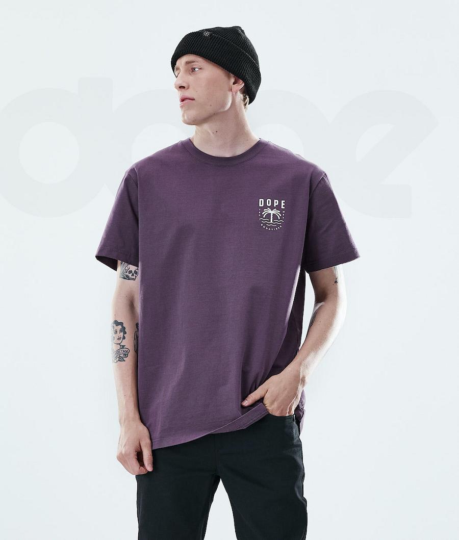 Purple Men's Dope Daily Palm T Shirts | AUSO2982