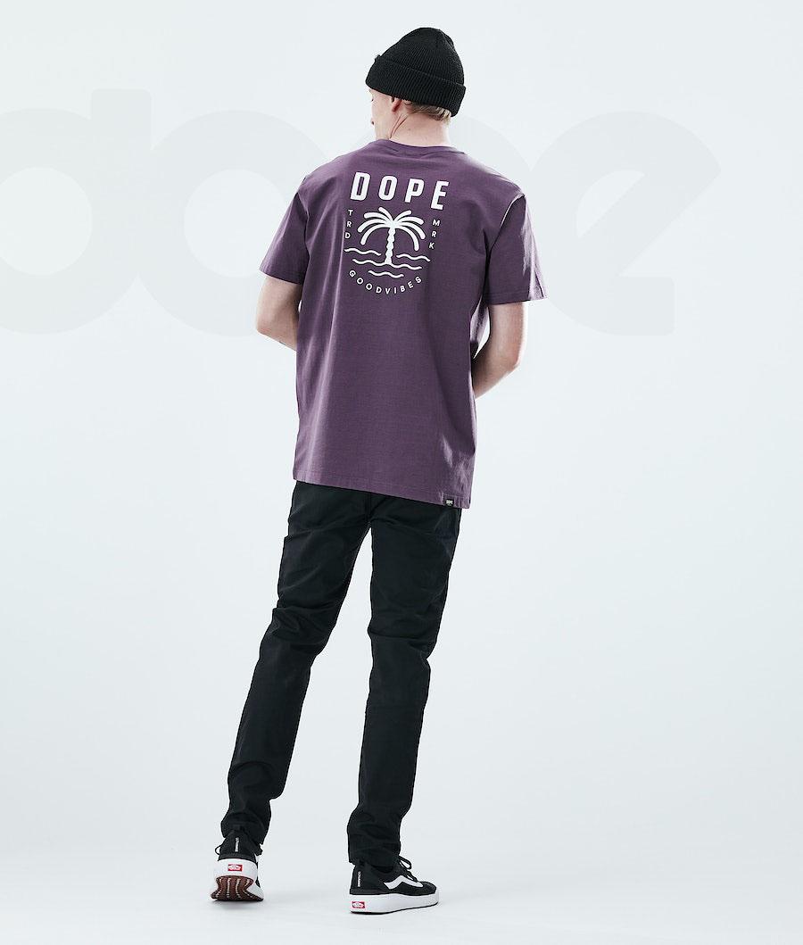 Purple Men's Dope Daily Palm T Shirts | AUSO2982