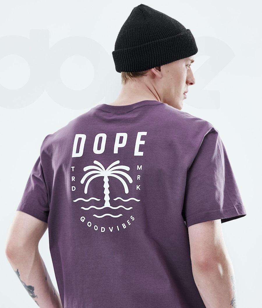 Purple Men's Dope Daily Palm T Shirts | AUSO2982