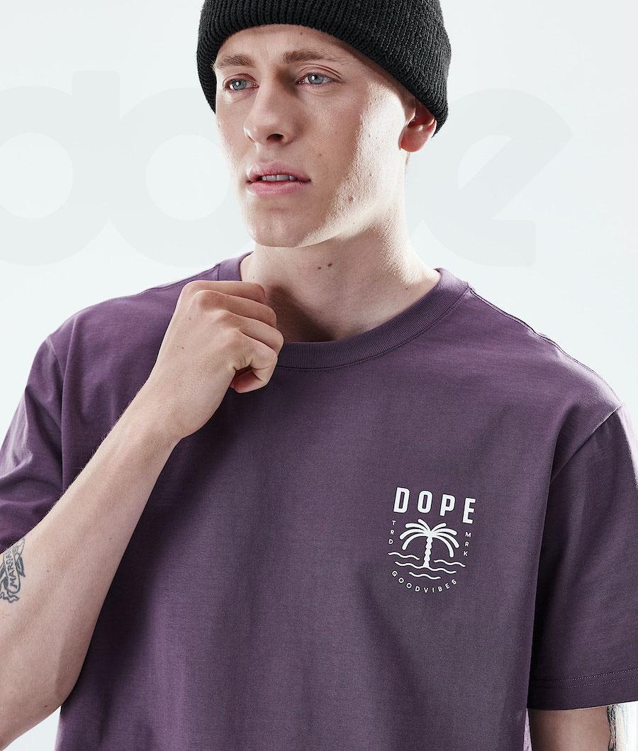 Purple Men's Dope Daily Palm T Shirts | AUSO2982