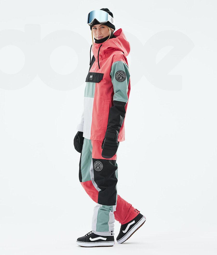 Red / Green Women's Dope Blizzard LE W Limited Edition Patchwork Snowboard Jackets | AUWY3443