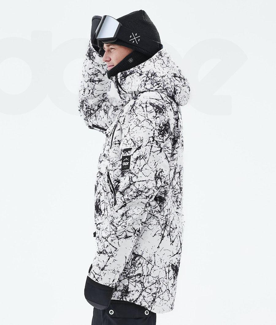 White / Black Men's Dope Akin 2021 Ski Jackets | AUPQ2886