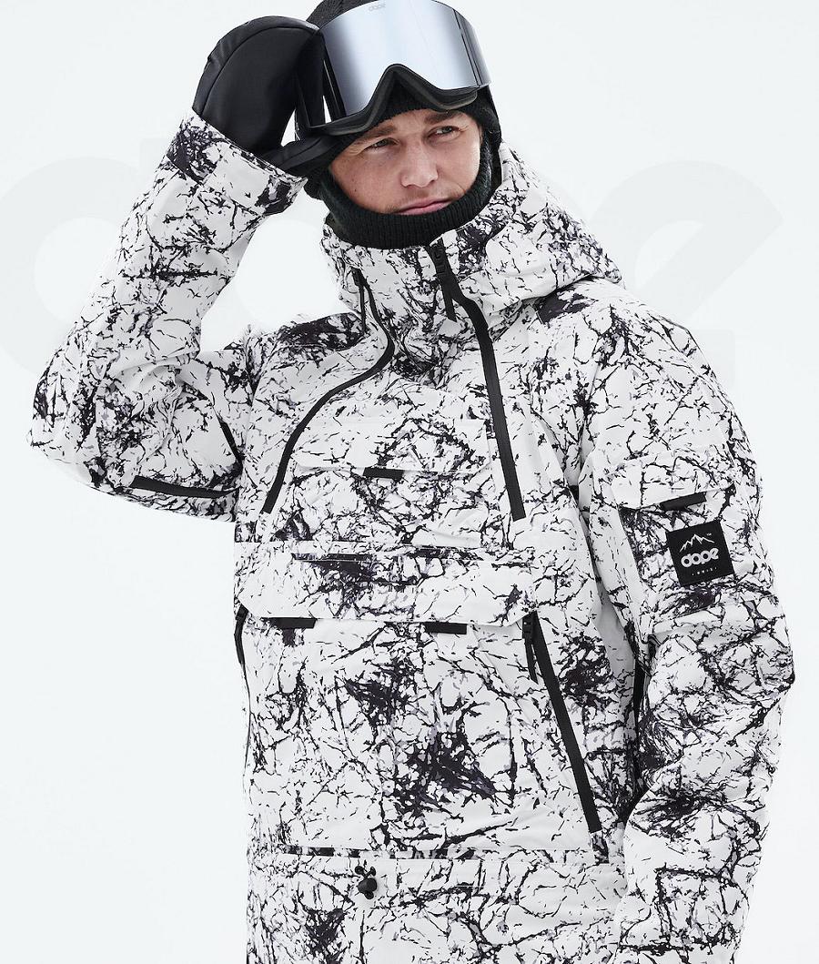 White / Black Men's Dope Akin 2021 Snowboard Jackets | AUYU2748