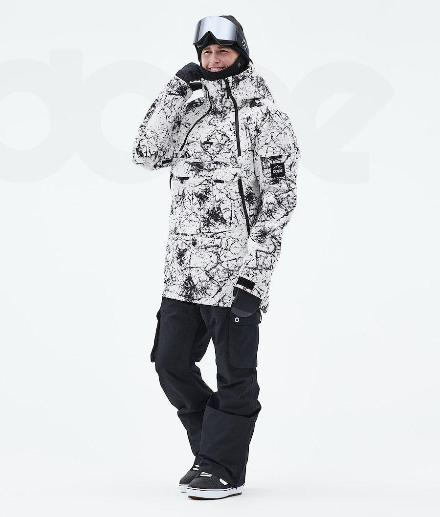 White / Black Men's Dope Akin 2021 Snowboard Jackets | AUYU2748