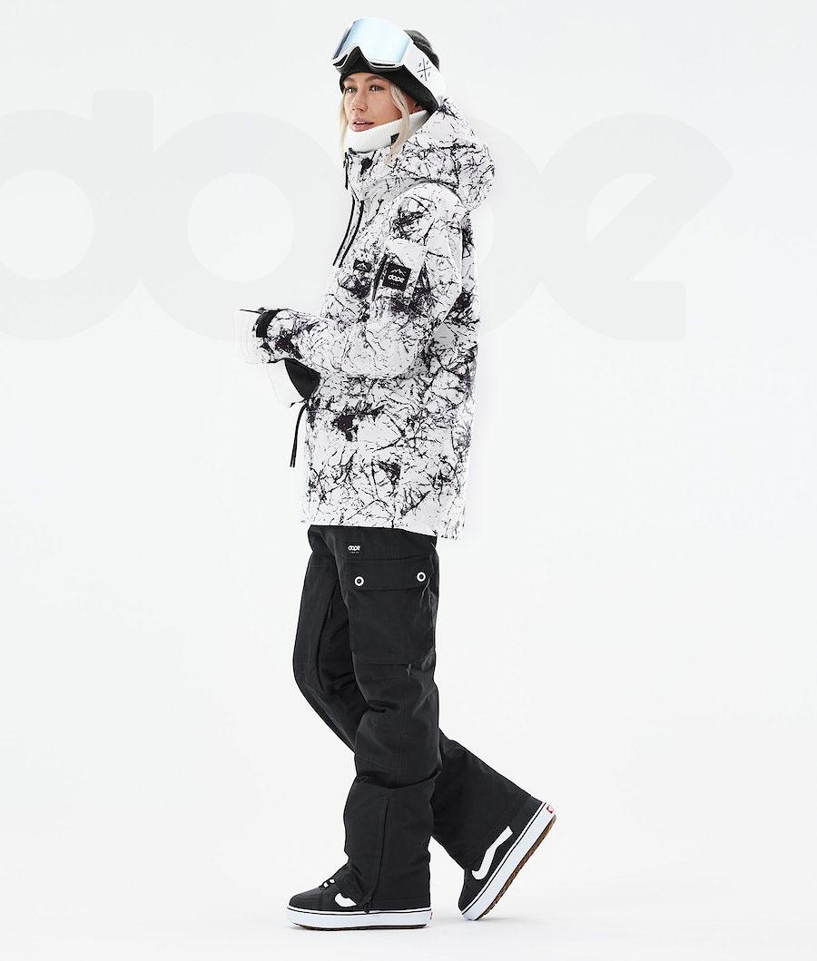 White / Black Women's Dope Annok W 2021 Snowboard Jackets | AUFM3431