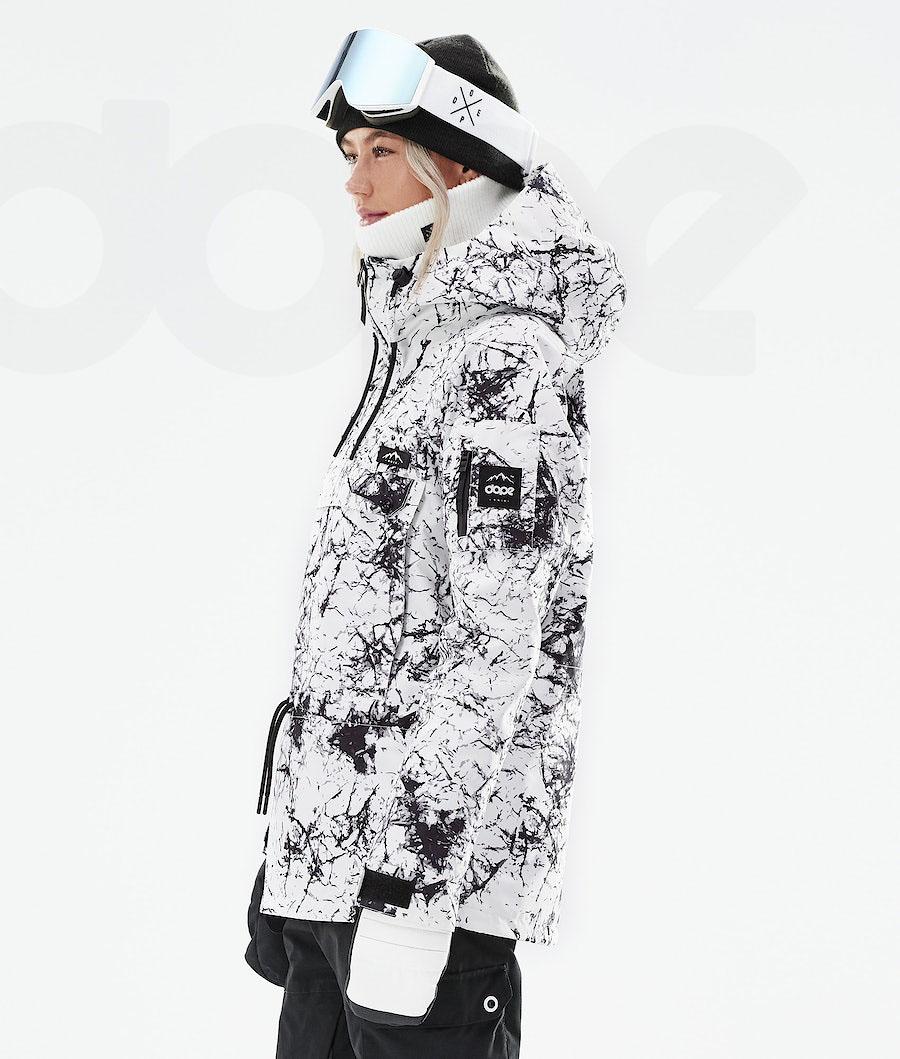 White / Black Women's Dope Annok W 2021 Snowboard Jackets | AUFM3431