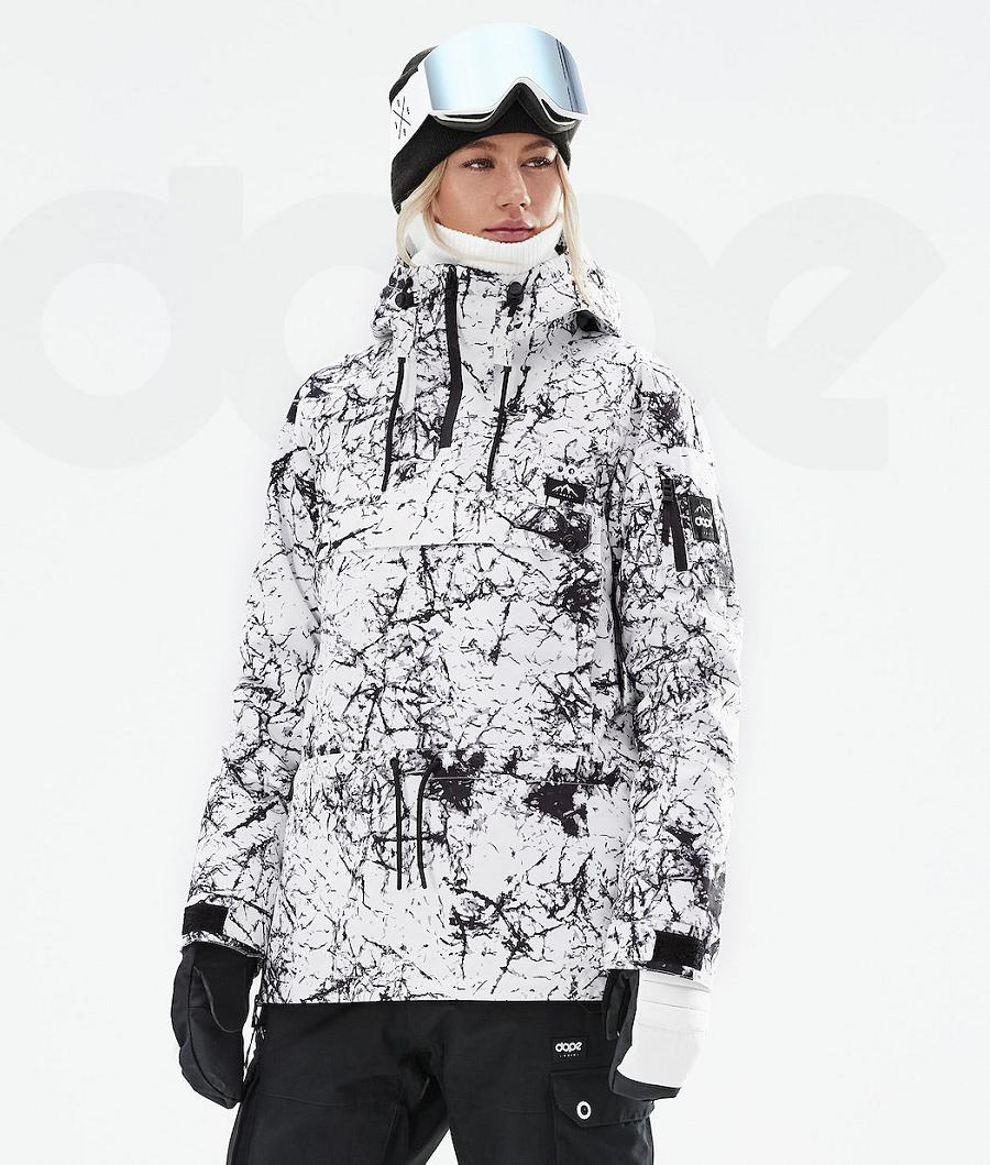 White / Black Women\'s Dope Annok W 2021 Snowboard Jackets | AUFM3431