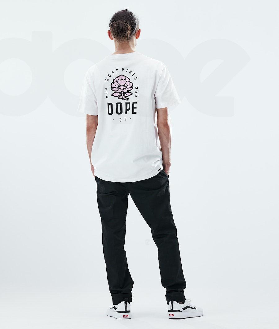 White Men's Dope Daily Rose T Shirts | AUIS2986