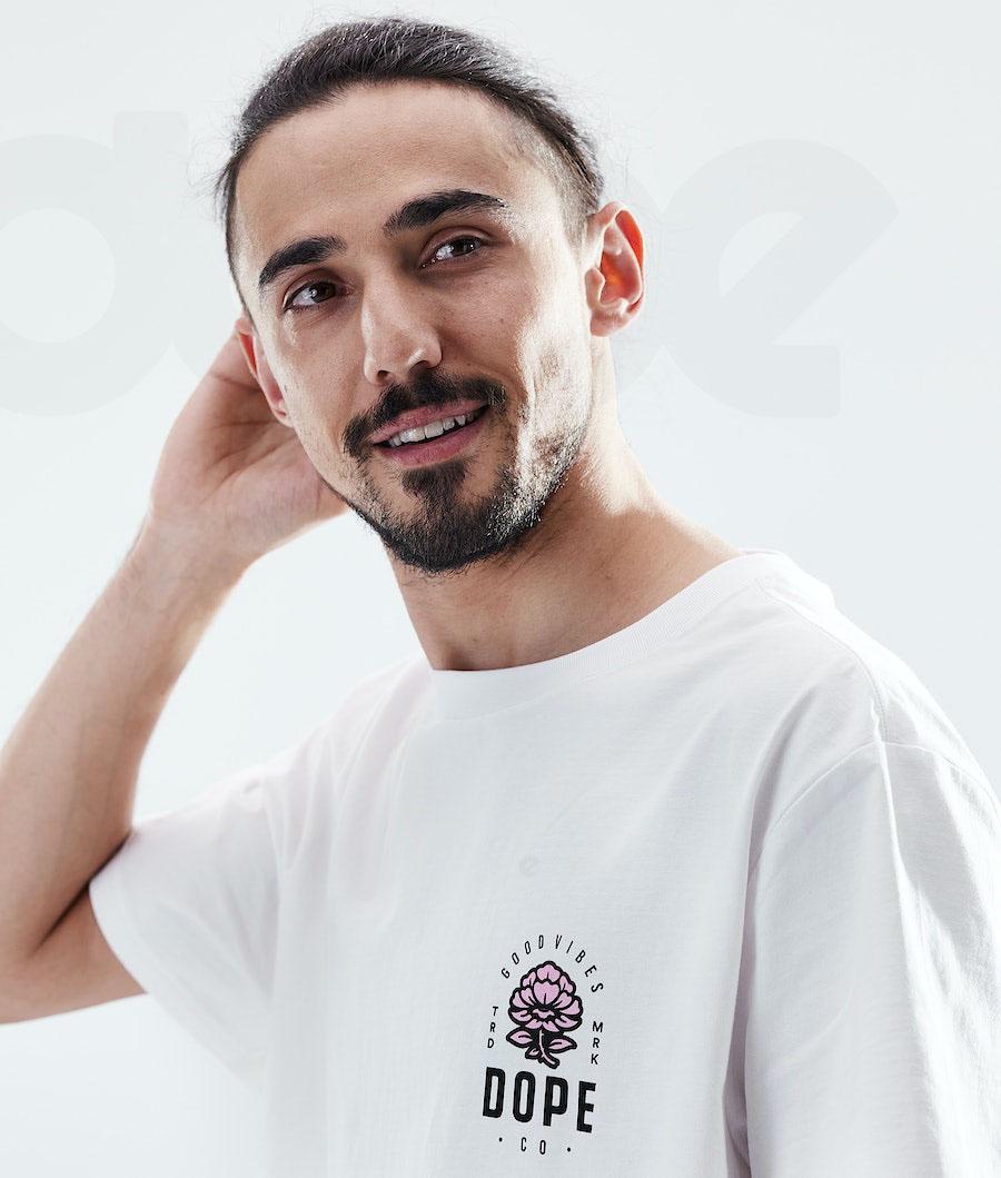 White Men's Dope Daily Rose T Shirts | AUIS2986